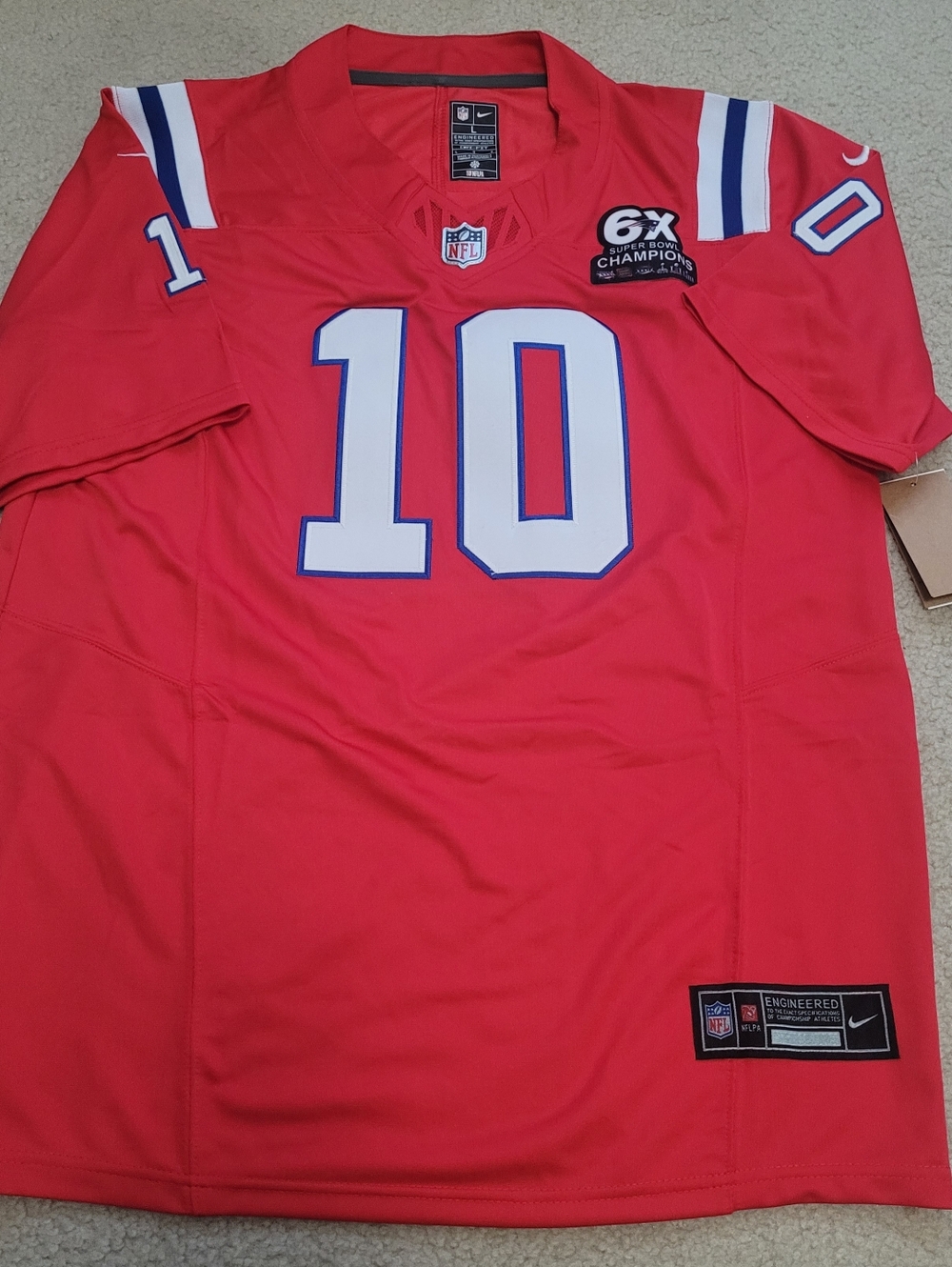 Nike New England Patriots Drake Maye #10 NFL Stitched Jersey 6X Champs Men L